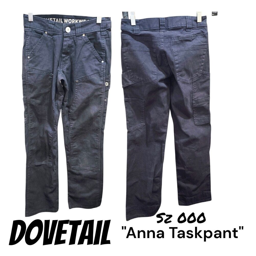 Dovetail Workwear Sz 000 Anna Taskpant Dark Gray Double Knees Canvas Work Pants